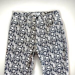 Good American Jeans size 12 31 Skinny Printed Snakeskin High Rise Black Cream